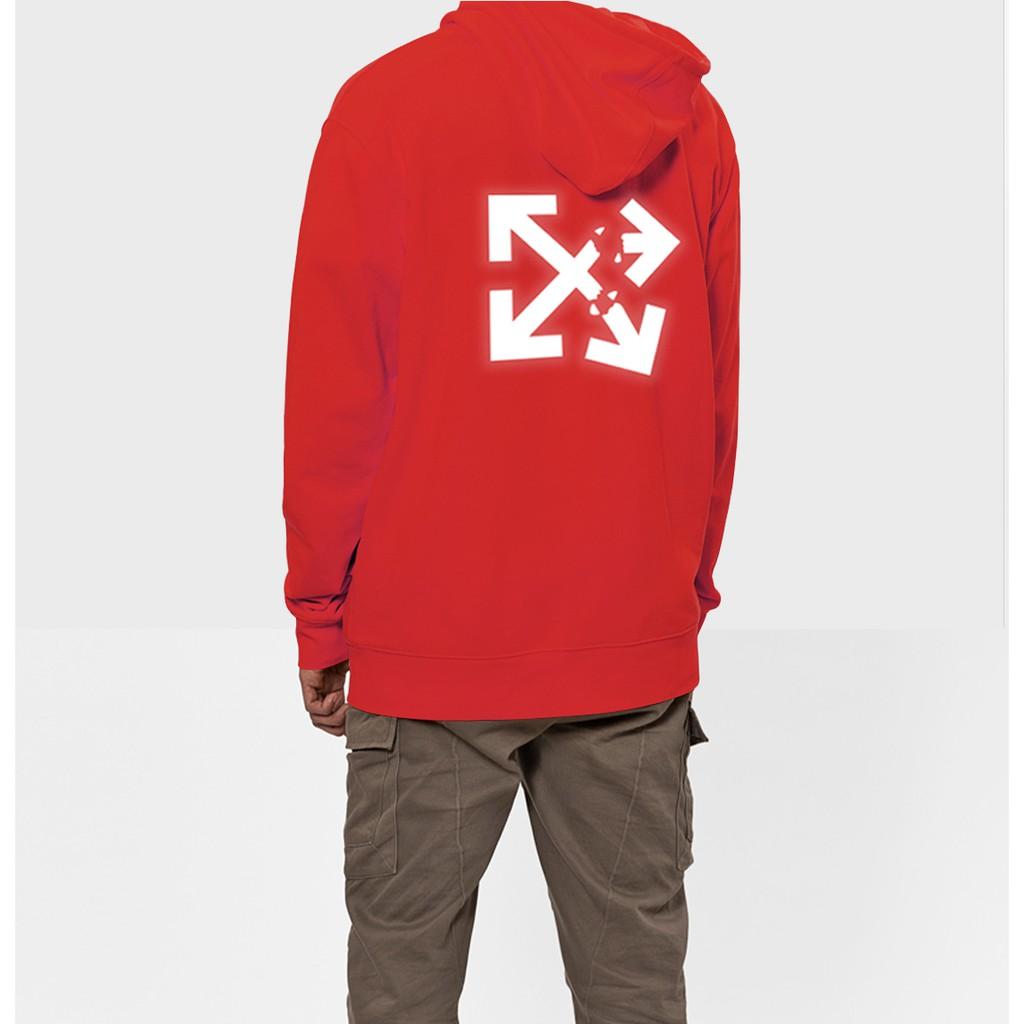 Áo hoodie Unisex dạ quang - Áo khoác nỉ phản quang họa tiết mũi tên in cao cấp