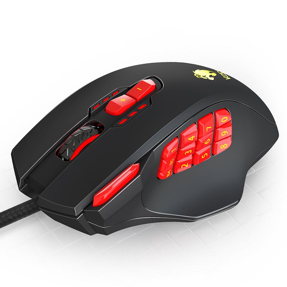 Chuột chơi game lập trình có dây 4000DPI công thái học 18 nút có thể lập trình / 4 mức DPI có thể điều chỉnh