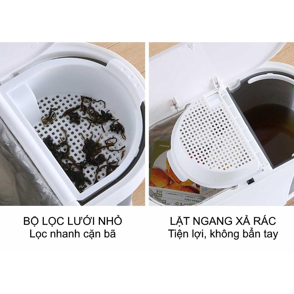 Thùng rác đa năng tách 2 ngăn khô, ướt có bộ lọc trà, chất liệu ABS siêu bền 15L