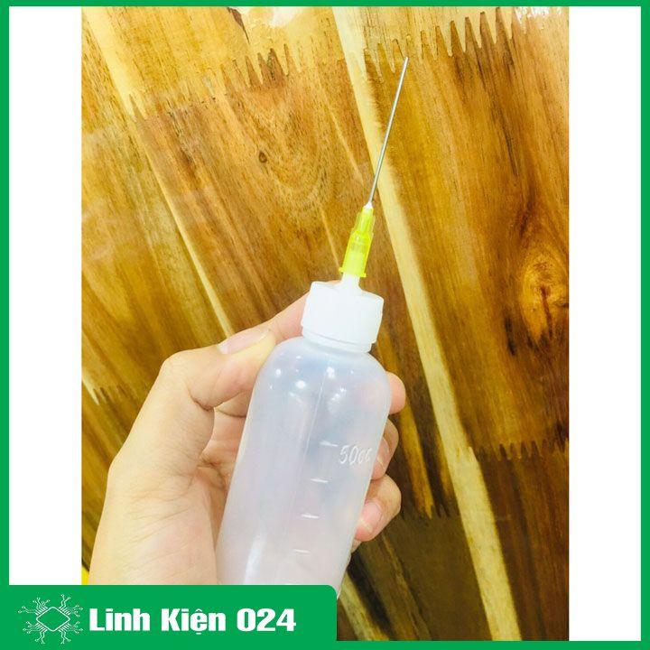 Lọ đựng dung dịch đầu kim 50ml (50cc), chất liệu nhựa đựng cồn, nhựa thông hàn, chất trợ dung tiện lợi