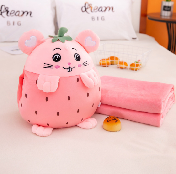 Bộ Chăn gối Văn Phòng 3in1 - Gối Mền Tựa Lưng Hình Hoa Quả, Cú Mèo, Totoro Dễ Thương - Giao ngẫu nhiên