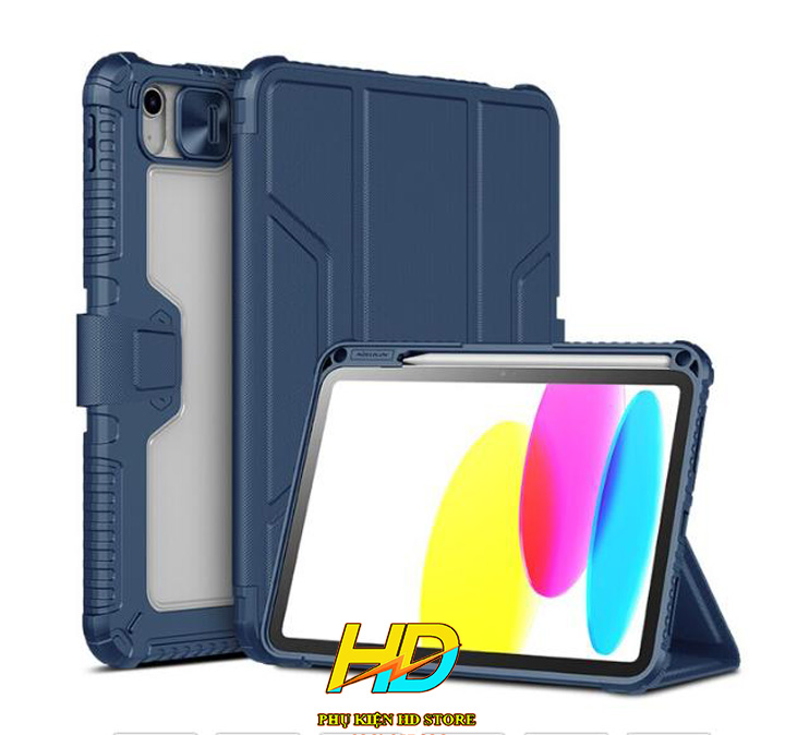 Bao Da Cao Cấp Dành Cho iPad 10 2022/ iPad Gen 10/ iPad 10.9 2022 chính hãng Nillkin Bumper Learth Case Pro Có ngăn đựng bút, Viền Dẻo Chống sốc, Hỗ trợ đóng ngắt màn hình - Hàng Chính Hãng