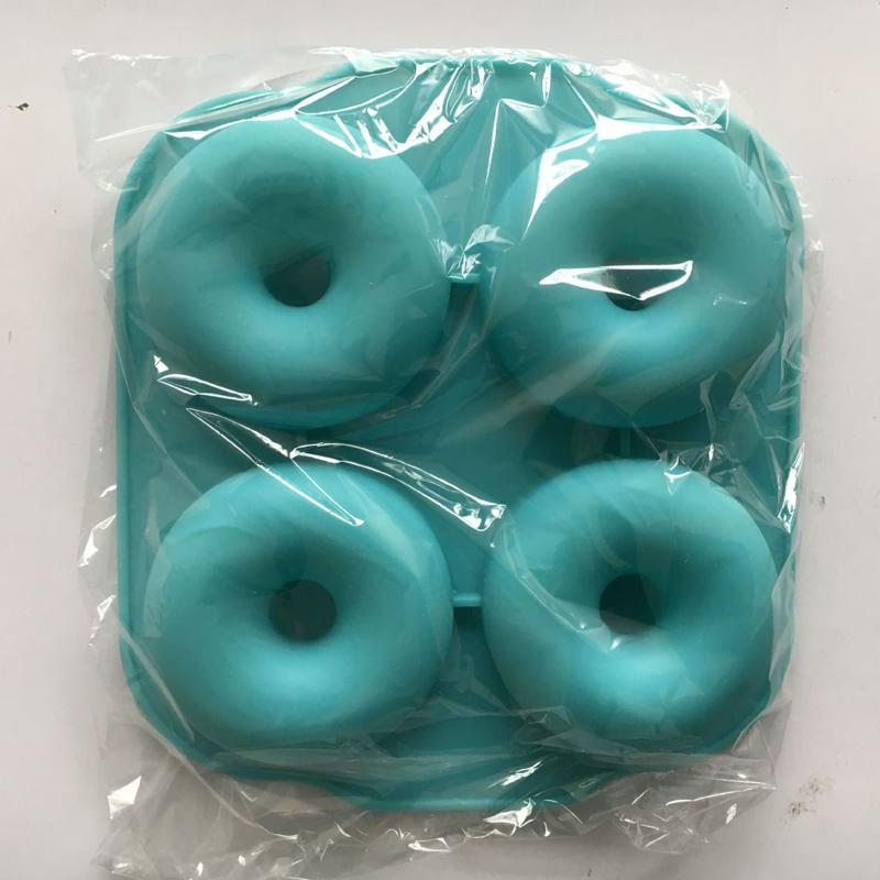 4 thậm chí Donut Baking Pan Silicone Doughnut Khuôn Không dính Sô Cô La Fondant Khuôn Kẹo Dạng Xà Phòng Phụ Kiện Nhà Bếp Baking công cụ
