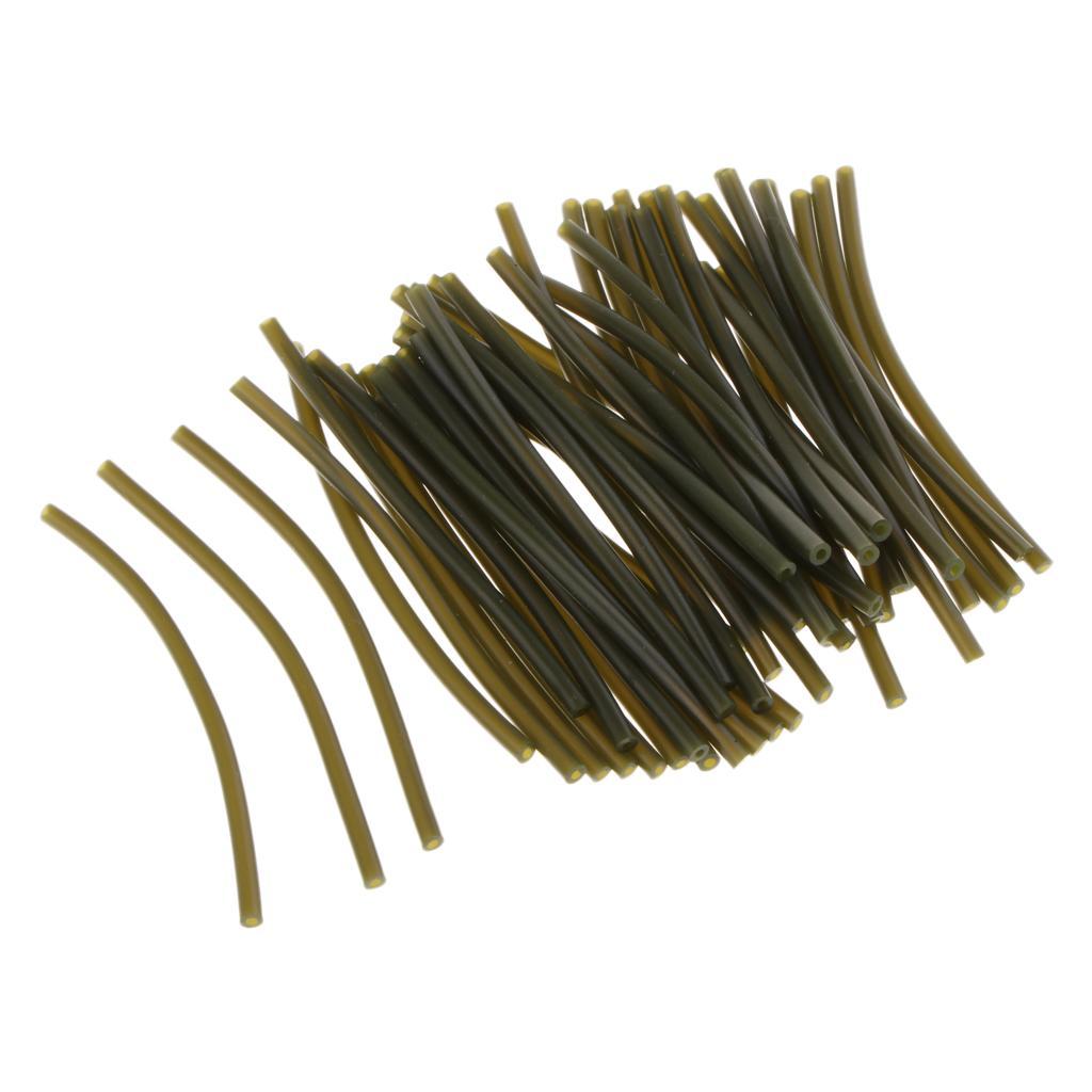 2-4pack 50pcs Rubber Rig Tube Carp Fishing Rig Sleeve Hook Line Connector Dark