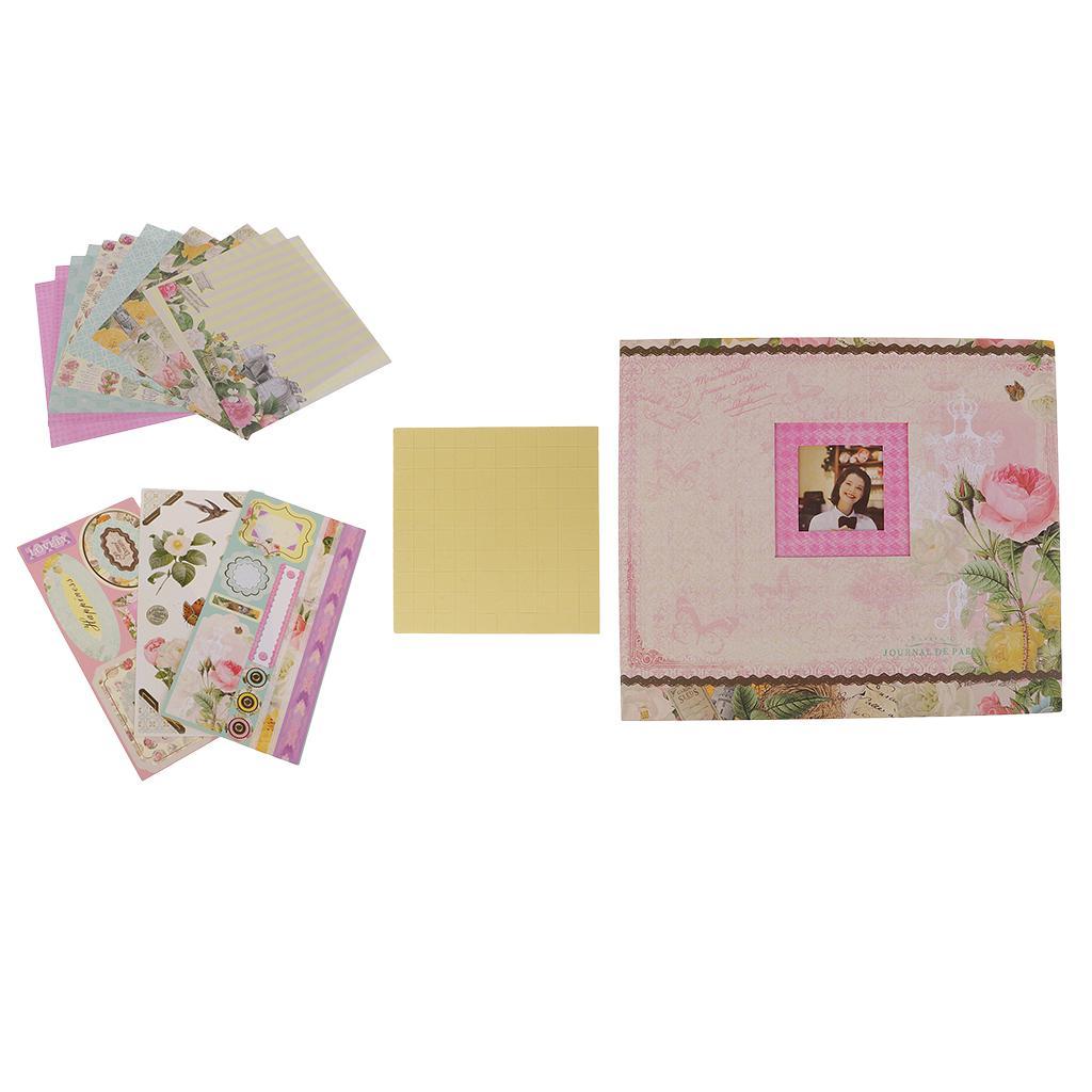 Vintage Floral Designs Photo Album Picture Case Storage 262x225mm Large Handmade Family Wedding Baby Picture Film Book with Decorative Sticker