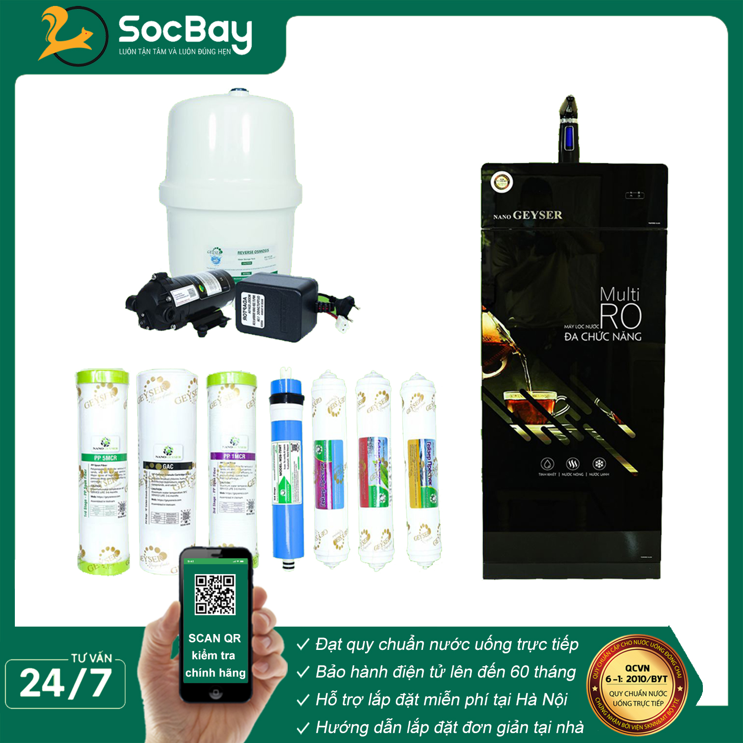 Máy lọc nước Nóng Lạnh Nguội Geyser ECO 7 - Hàng Chính Hãng