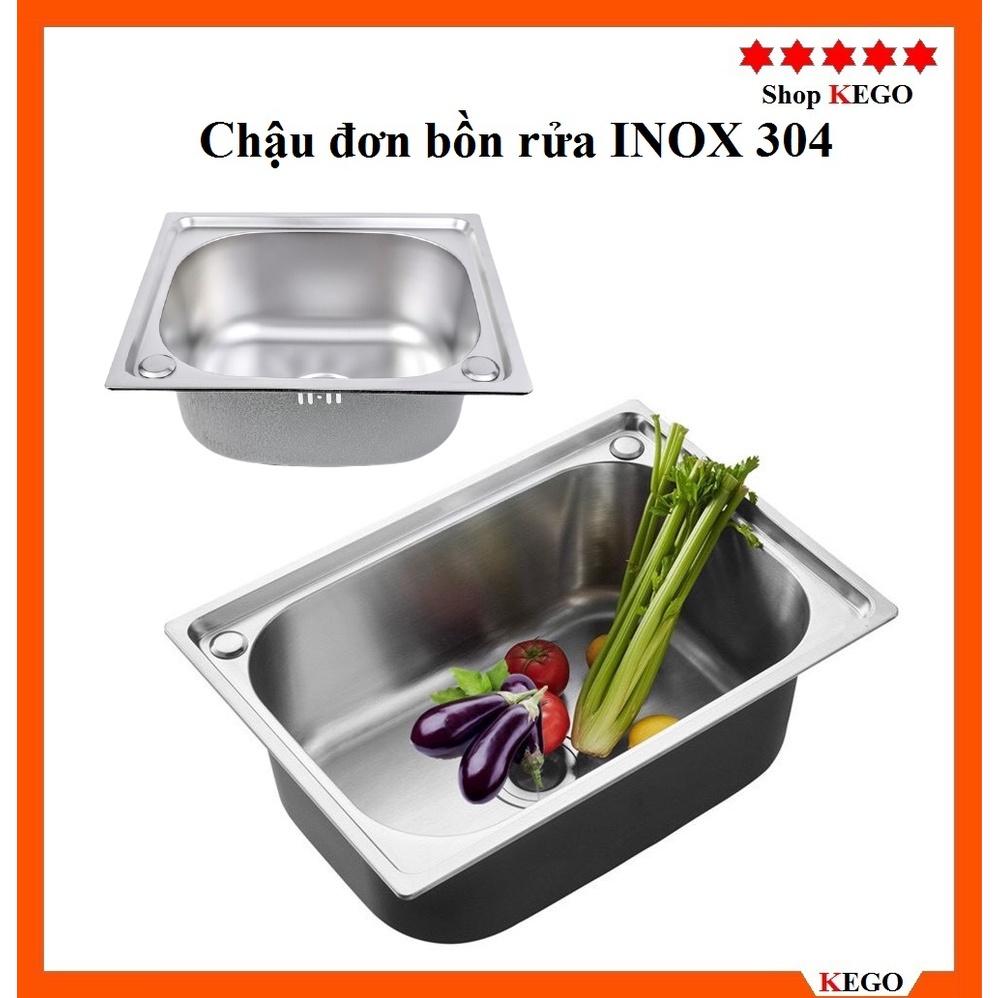 Chậu bồn rửa bát chén đơn chất liệu INOX 304 kèm ống xả thoát nước