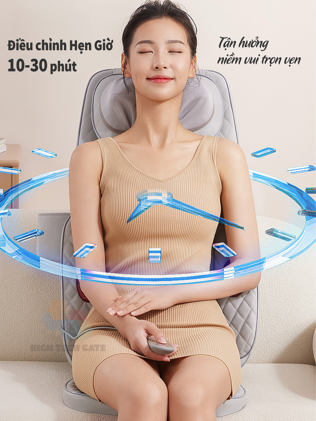 Đệm Massage Toàn Thân 918-7 Chế Độ Massage 3D, Tích Hợp Nhiệt Hồng Ngoại, 3 Cường Độ Xoa Bóp, 3 Mức Rung và Chườm Nóng, hàng chính hãng