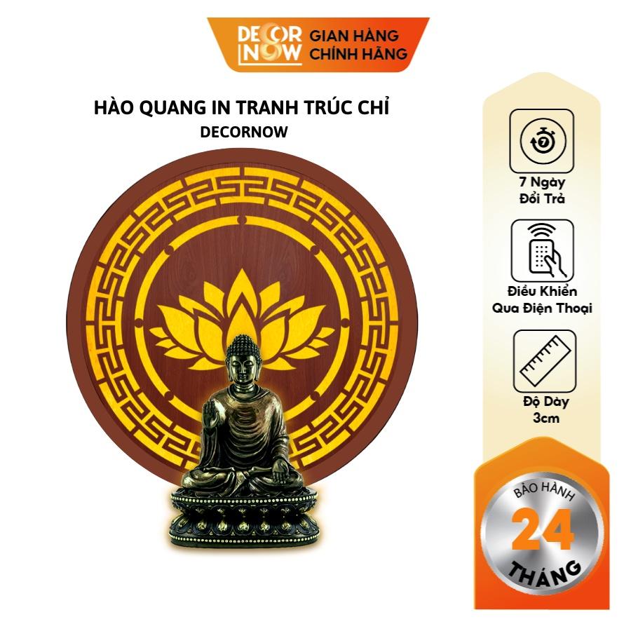 Đèn Hào Quang Phật In Tranh Trúc Chỉ CNC DECORNOW 30,40 cm, Trang Trí Ban Thờ, Hào Quang Trúc Chỉ VÂN GỖ DCN-TCC8