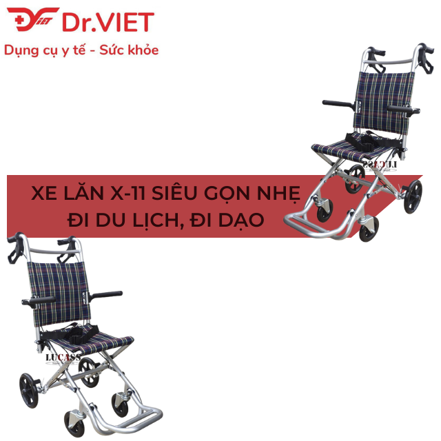 Xe lăn Lucass X-11 [Chính Hãng] - Xe lăn du lịch, siêu nhỏ nhẹ cao cấp, có thể gấp gọn dành cho người già, người nhỏ nhẹ, người khó khăn trong việc đi lại hoặc trẻ em, nhập khẩu chính hãng, giá rẻ, giao hàng toàn quốc