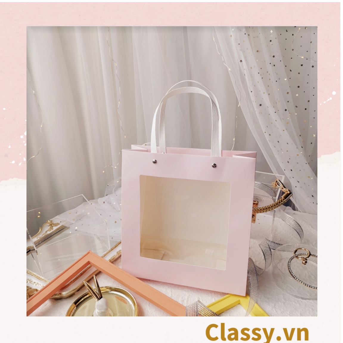 Q901 XÉ LẺ Túi giấy hoặc Hộp quà gấp kích thước 23 * 23 * 8CM quà tặng hoạ tiết hoa lá rất đẹp và sang