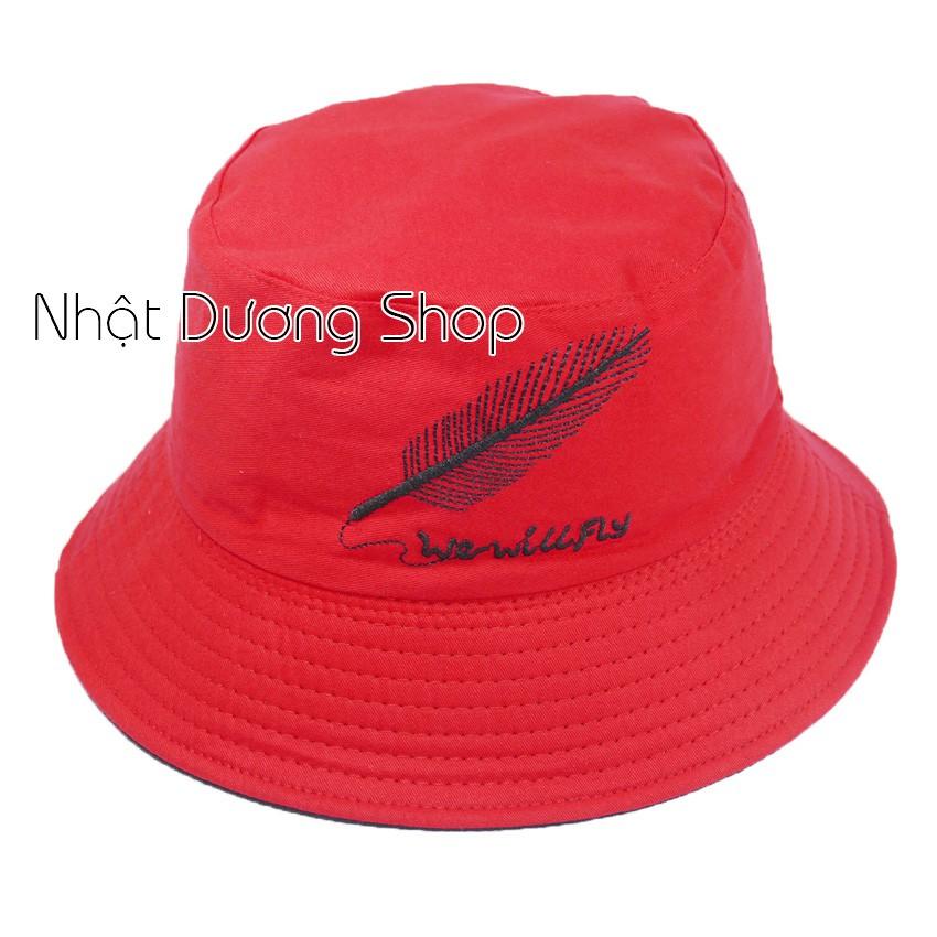 Nón bucket chiếc lá 2 mặt mũ tai bèo vành nhỏ thêu chiếc lá phù hợp cho nam và nữ