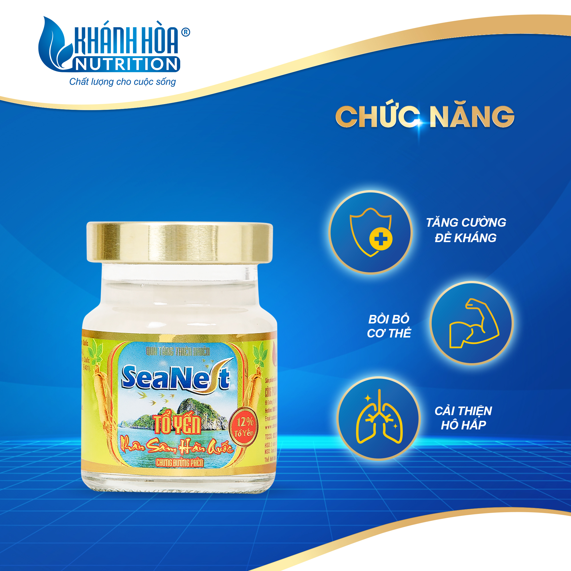 Nước Yến Sào chưng Nhân Sâm Hàn Quốc SeaNest 12% Khánh Hòa Nutrition - Lọ 70ml