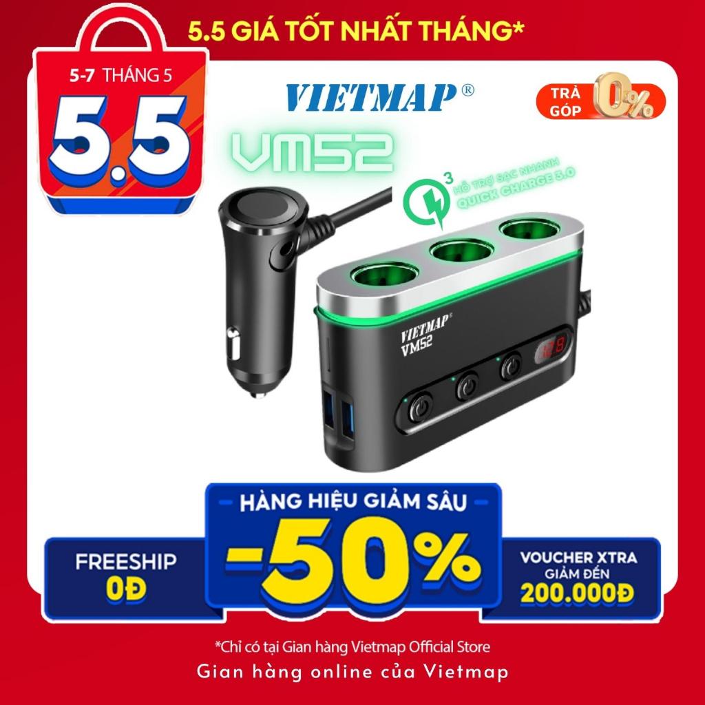 VIETMAP VM52 - Bộ chia sạc ô tô đa năng - Sạc nhanh Quick Charge QC 3.0 - Hàng chính hãng