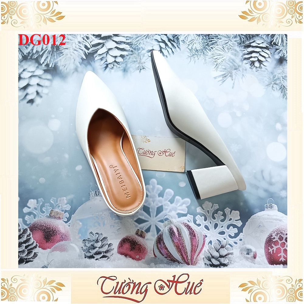 Dép Sục Trơn Mũi Nhọn Gót Vuông Cao 6CM - DG012