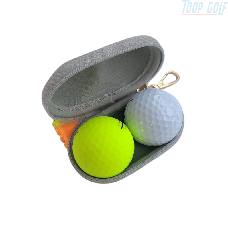 Combo hộp đựng bóng golf (đựng tối đa 2 bóng golf) và 02 tee golf  dài 60mm chất liệu nhựa Silicone