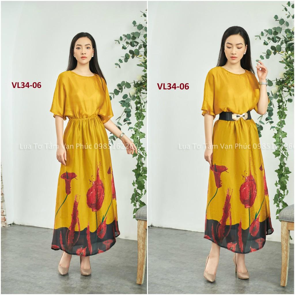 Váy Lụa In Hoa 3D Cao Cấp