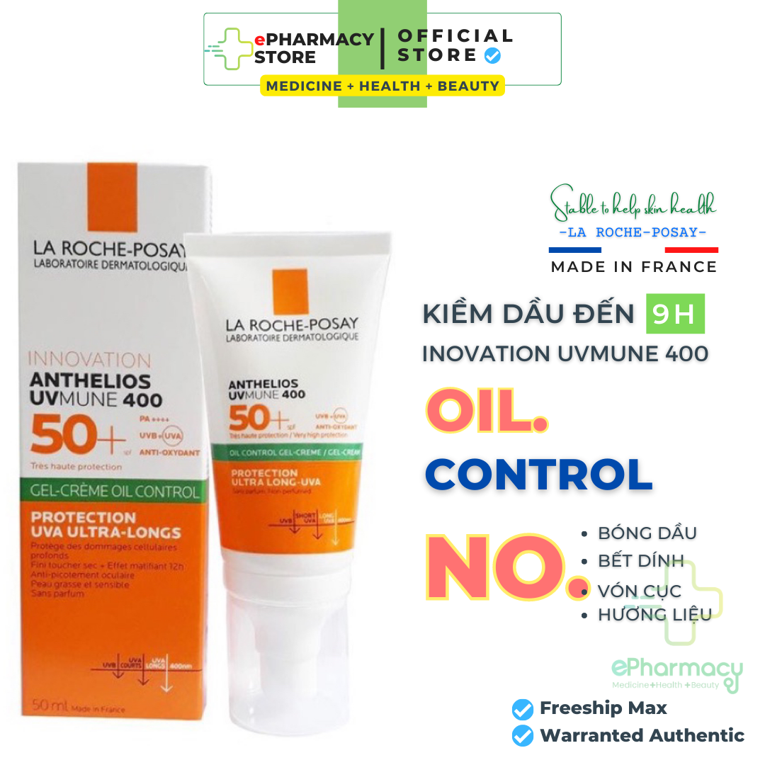 Kem chống nắng La Roche Posay Anthelios AVMUNE 400 Gel Cream SPF 50+ cho da dầu 50mL