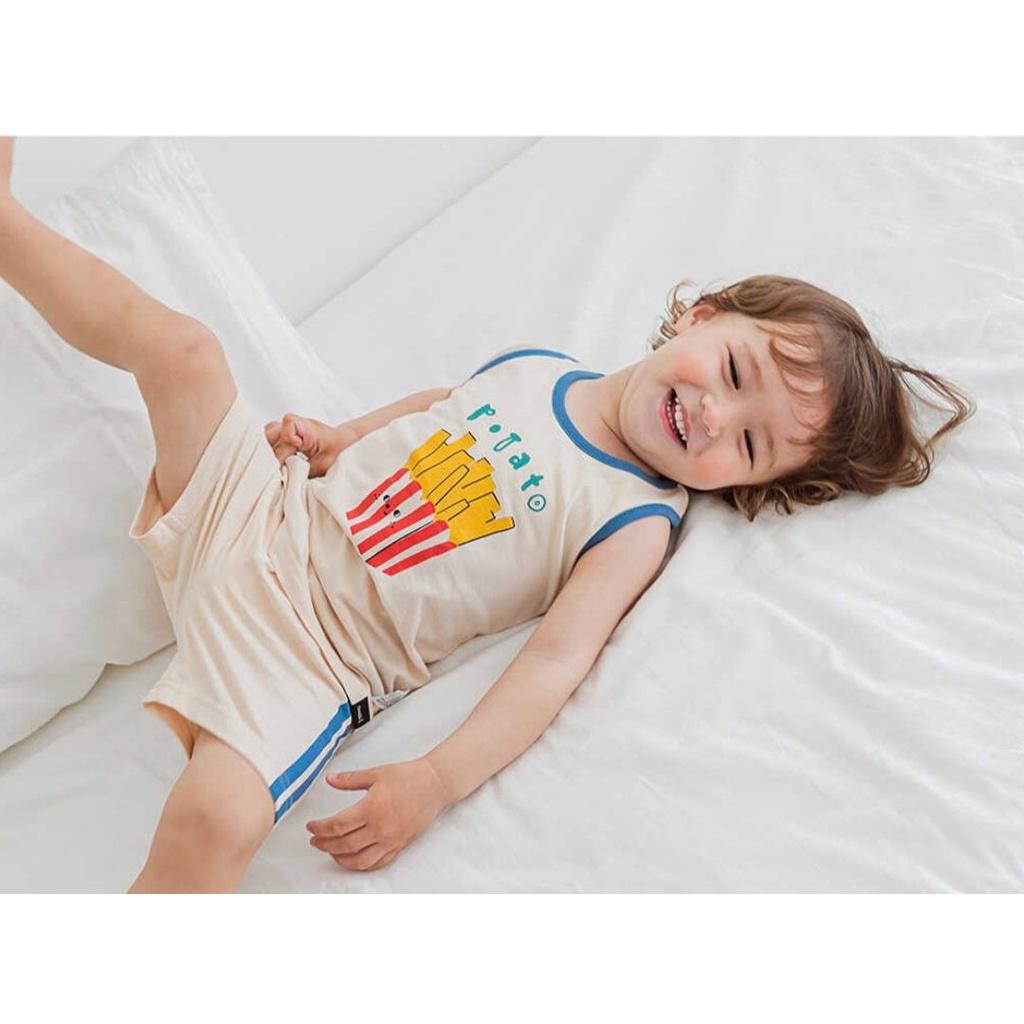 BỘ BA LỖ CAO CẤP BÉ TRAI NỘI ĐỊA HÀN, CHẤT COTTON ORGANIC, MẪU POTATO
