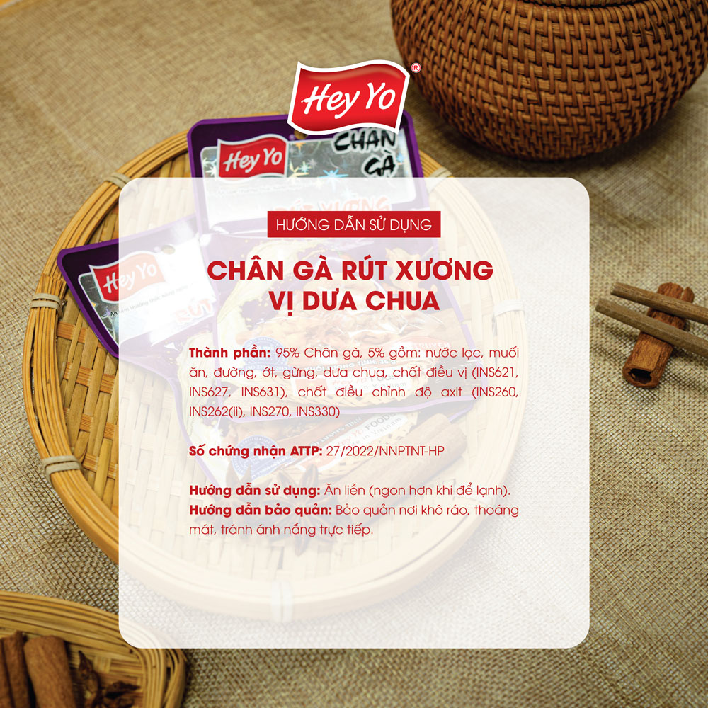 Combo 10 Chân gà Hey Yo rút xương vị dưa chua gói 35g siêu to Hàng Việt Nam thơm ngon