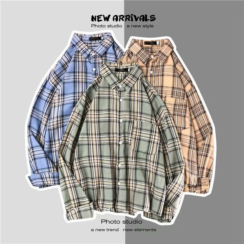 Áo sơ mi nam nữ form rộng 2N Unisex somi khoác ngoài sọc ô vuông số 28