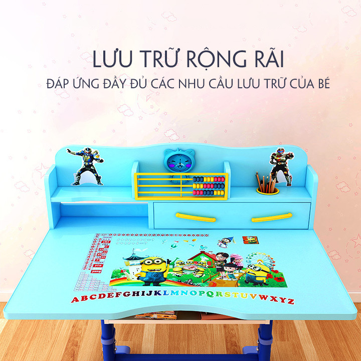 Bàn ghế học sinh tiểu học size 70cm có ngăn chứa đồ T353  giao màu ngẫu nhiên