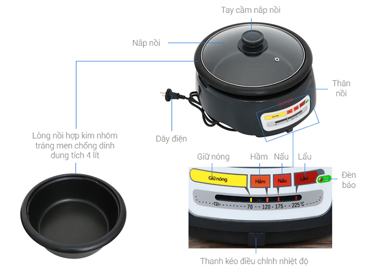 Nồi lẩu điện đa năng SUPOR HFK26EVN-130 4 lít - Hàng chính hãng