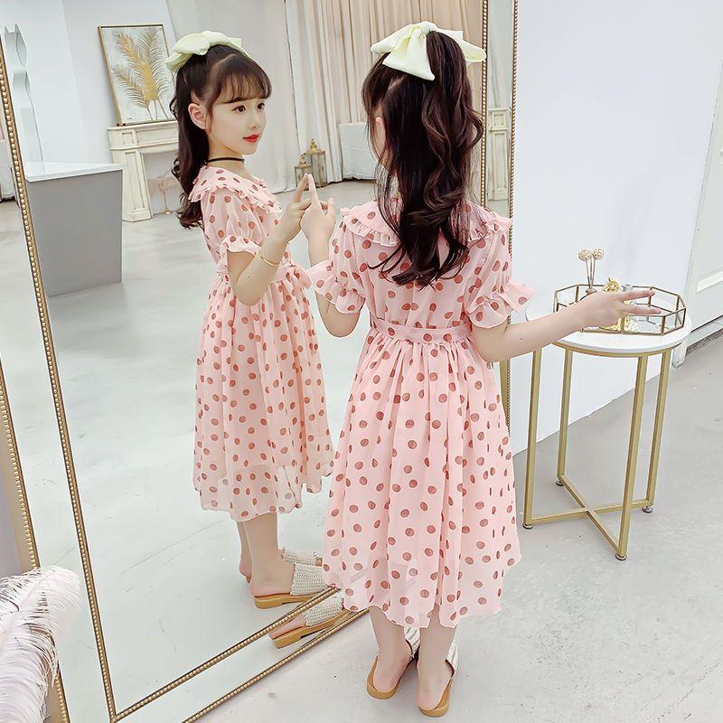 SHUANGYAN Cô gái ăn mặc mùa hè 2023 Mid-boy lưới váy công chúa phong cách phương Tây cho trẻ em mùa xuân và mùa thu chiffon váy