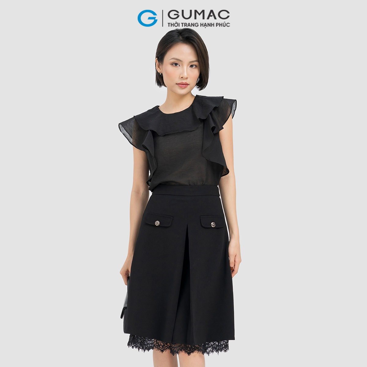 Chân váy phối ren Gumac LVD0403