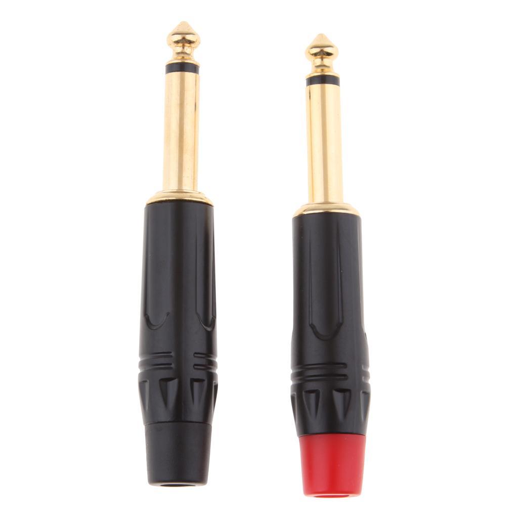 2x 6.5mm 1/4inch Mono Audio Male Solder Plug  Connector