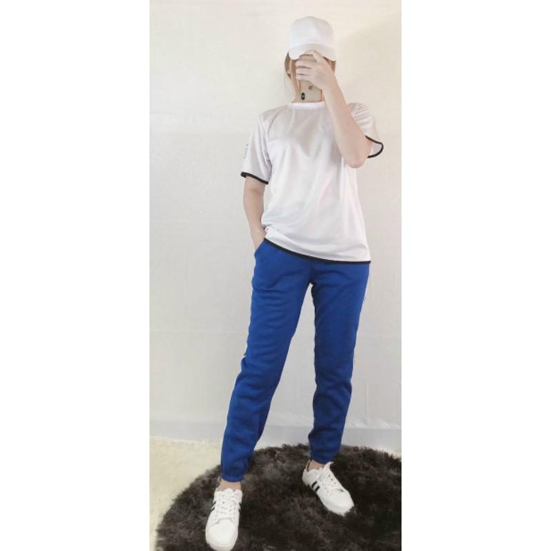 Quần jogger nỉ phối chữ
