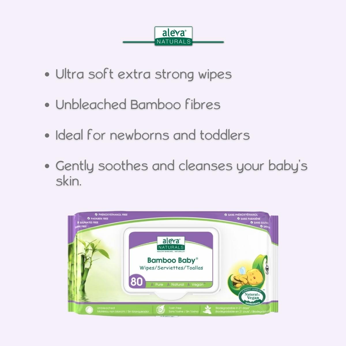 Khăn Giấy Ướt Bamboo Baby Wipes Aleva Naturals - 80 tờ