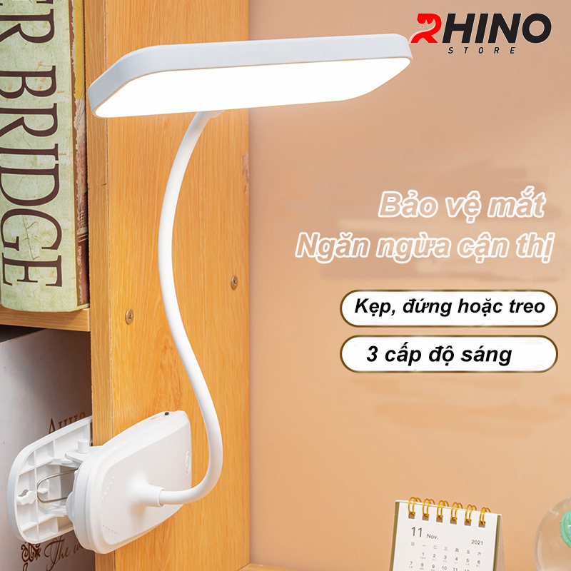 Đèn học LED gắn kẹp bảo vệ mắt chống cận cảm ứng Rhino L203, tích điện đa năng làm việc, để bàn học