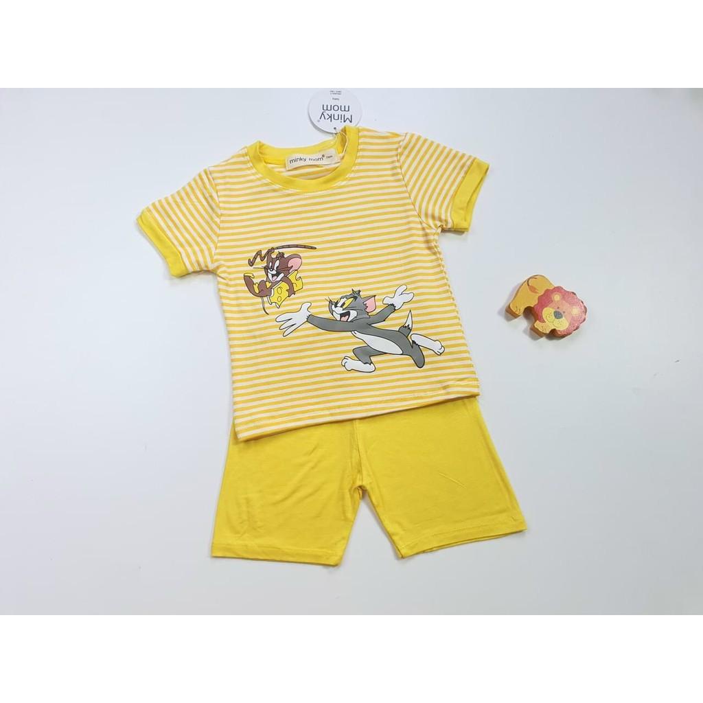 Đồ bộ côc tay cho bé tay ngắn thun lạnh in hoạt hình siêu cưng bộ trẻ em