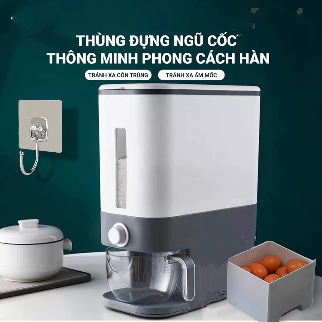 Thùng đựng gạo thông minh Xuất Nhật Care 6868 - thùng đựng ngũ cốc, chống côn trùng, ẩm mốc ( tặng vỉ dán tường to )