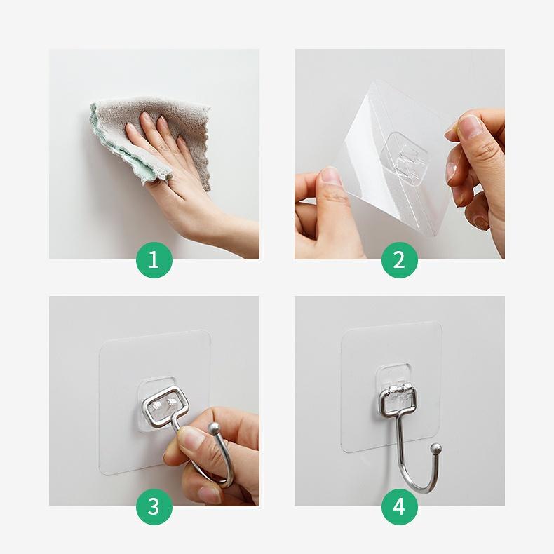 Móc Treo Đồ Dán Tường Siêu Dính, Siêu Chịu Lực  - Móc Treo Quần Áo, Đồ Nhà Tắm, Nhà Bếp