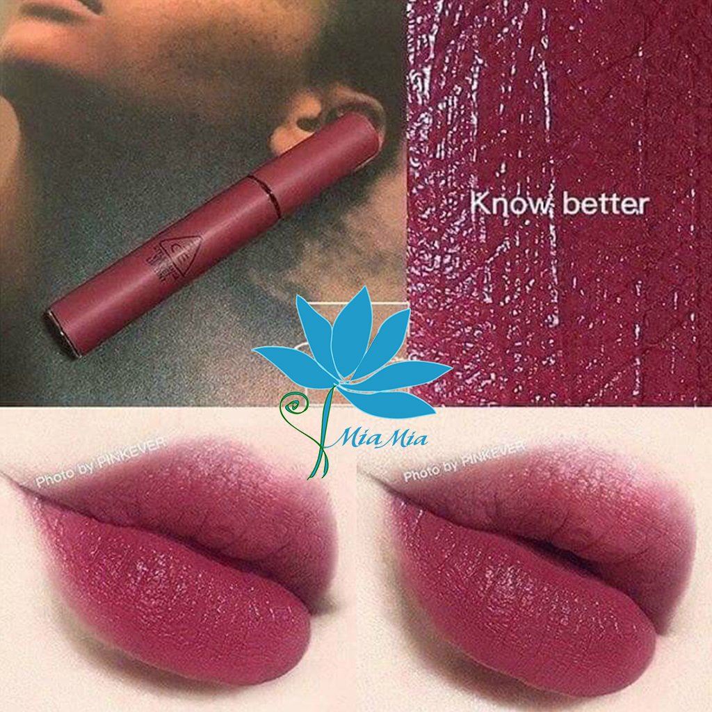 Son 3CE Velvet Đỏ tía Lip Tint Know better – Màu Đỏ Tía Nàng Xuân [CAM KẾT NHẬP KHẨU CHÍNH HÃNG 100%]