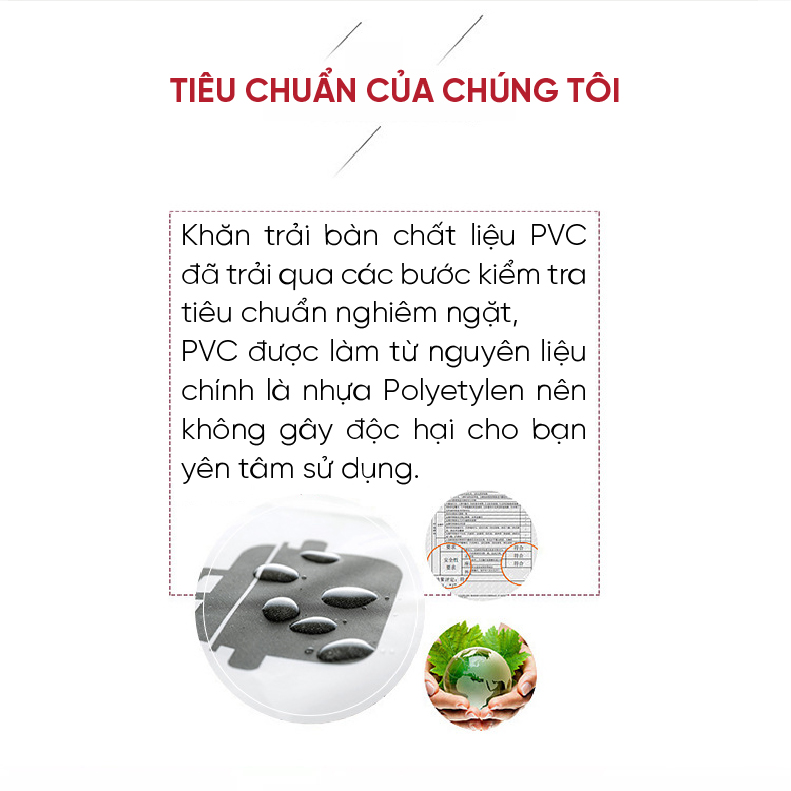 Khăn trải bàn nhựa PVC không thấm nước, hoạ tiết hiện đại