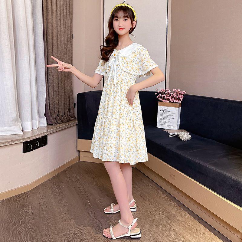 DONGSHOP Cô gái mảnh hoa đầm mùa hè mỏng bé váy trẻ em 2023 trẻ em ăn mặc cô gái tây váy công chúa