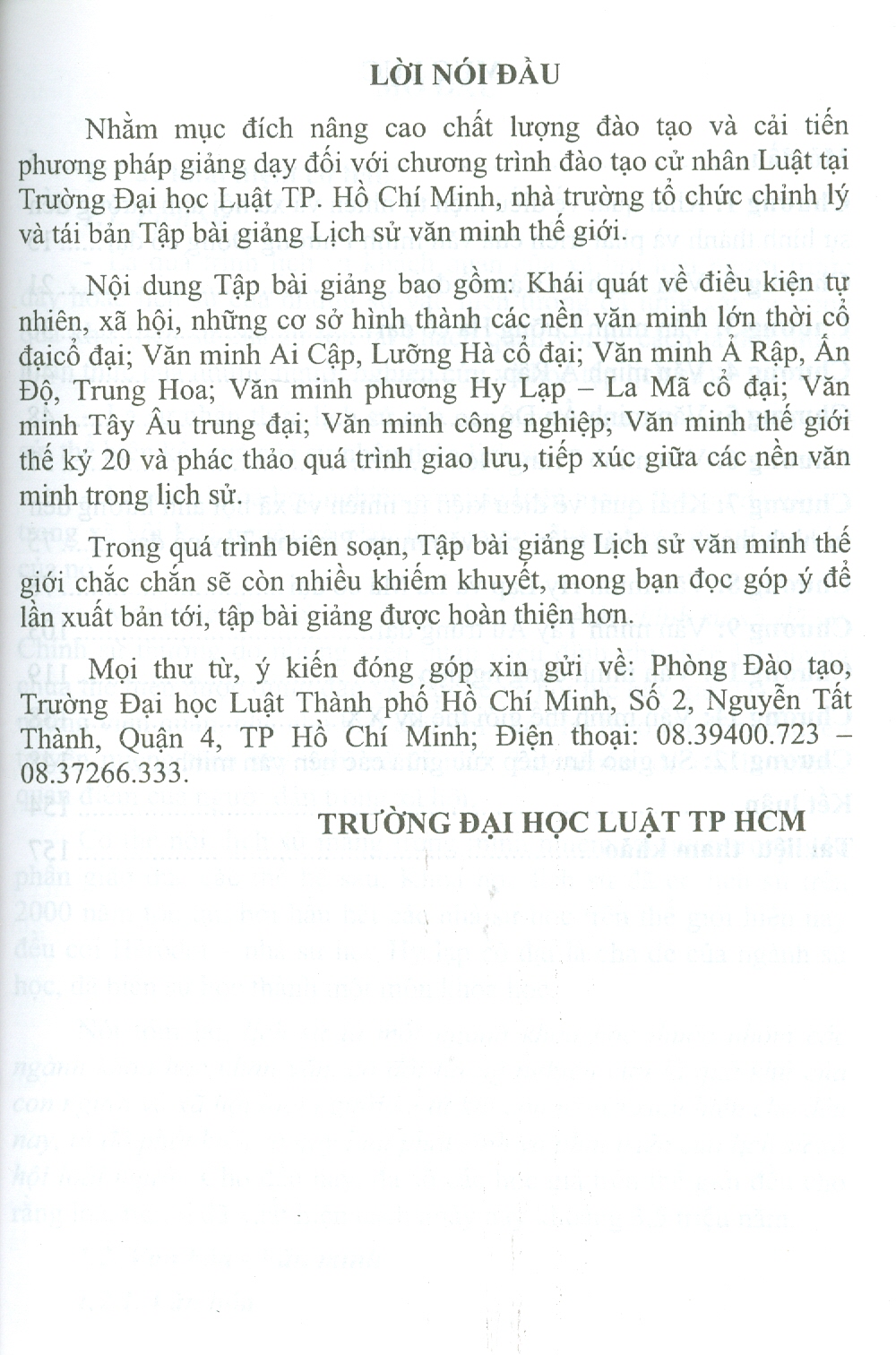 Tập Bài Giảng LỊCH SỬ VĂN MINH THẾ GIỚI