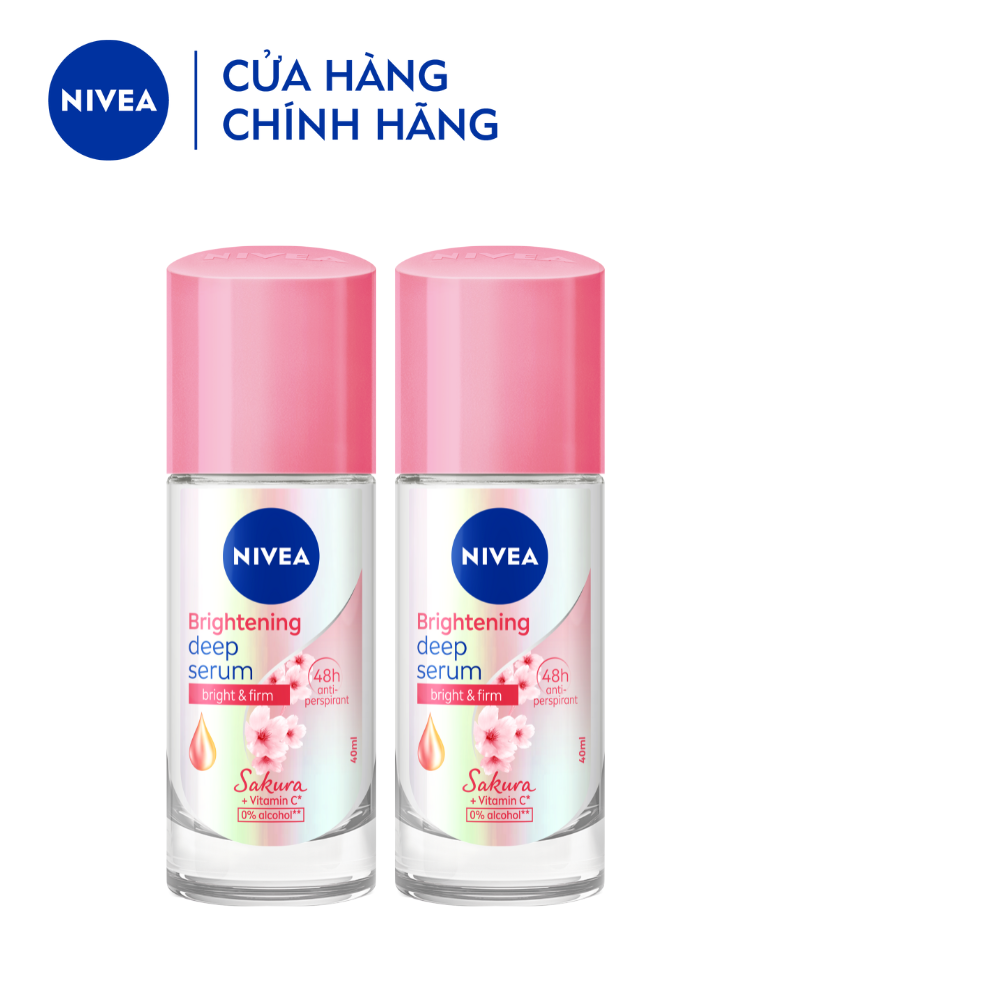 Bộ 2 Lăn Ngăn Mùi NIVEA Brightening Deep Serum Hương Hoa Sakura Dưỡng Trắng Da | Mịn Da - 85306