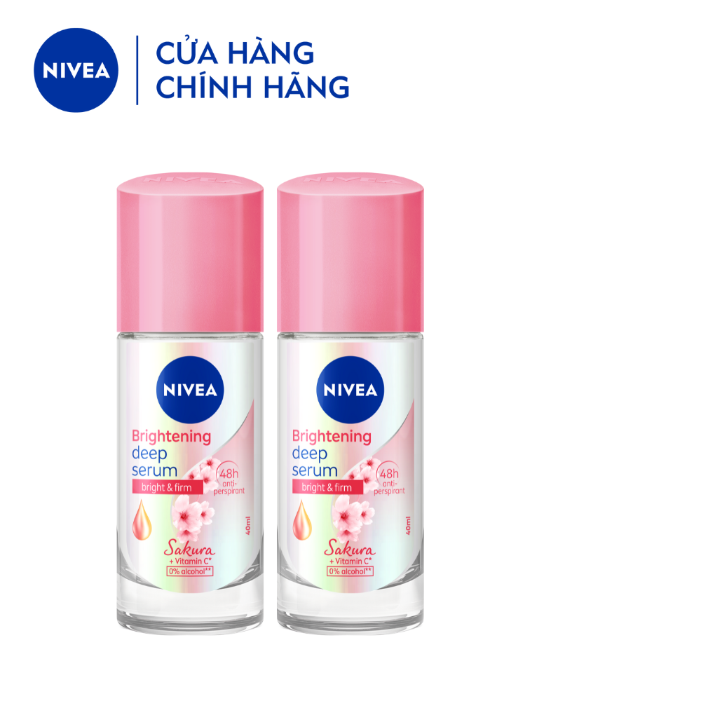 Bộ 2 Lăn Ngăn Mùi NIVEA Brightening Deep Serum Hương Hoa Sakura Dưỡng Trắng Da | Mịn Da (40 ml) - 85306