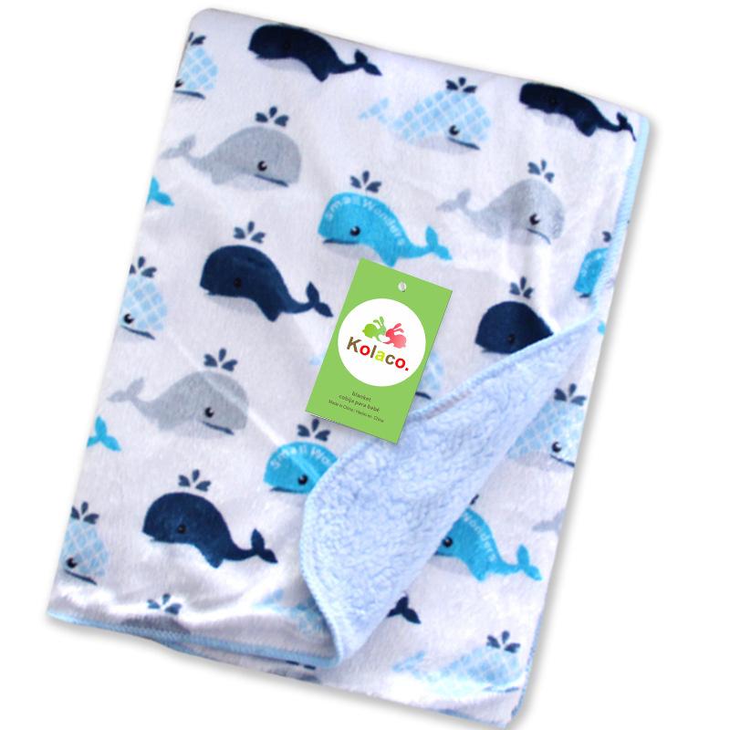 Chăn Cho Bé Mới Làm Dày 2 Lớp Ngắn Len Trẻ SƠ SINH Swaddle Bao Bọc Động Vật In Hình Bé Sơ Sinh Gối