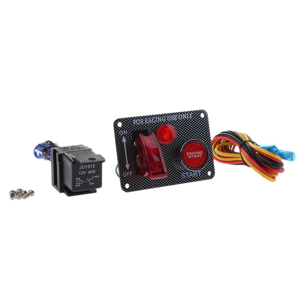 12V Racing Car Ignition Switch LED Toggle Switch Button Panel Kit