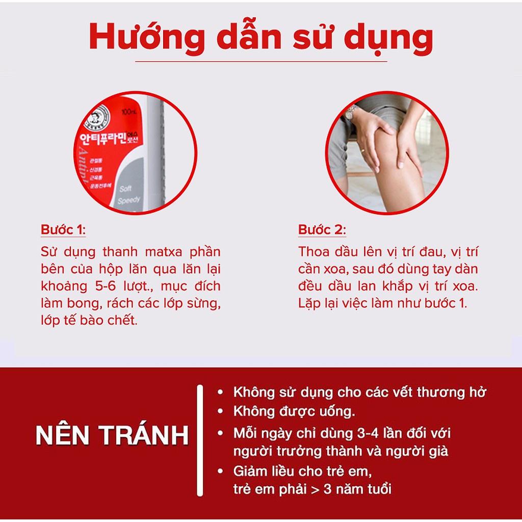 Dầu Nóng Xoa Bóp Antiphlamine Hàn Quốc 100ml - Cơ chế tác động của dầu xoa bóp Hàn Quốc làm giảm đau cổ , đau lưng