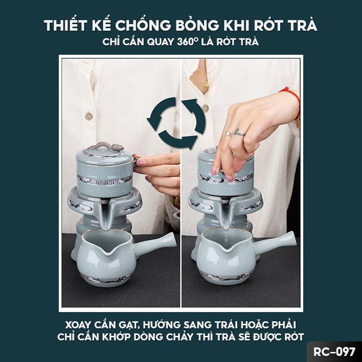 Bộ Ấm Chén Uống Trà Đạo Bộ Pha Trà Kèm Với 6 Cốc Gốm Sứ Cao Cấp RC-097