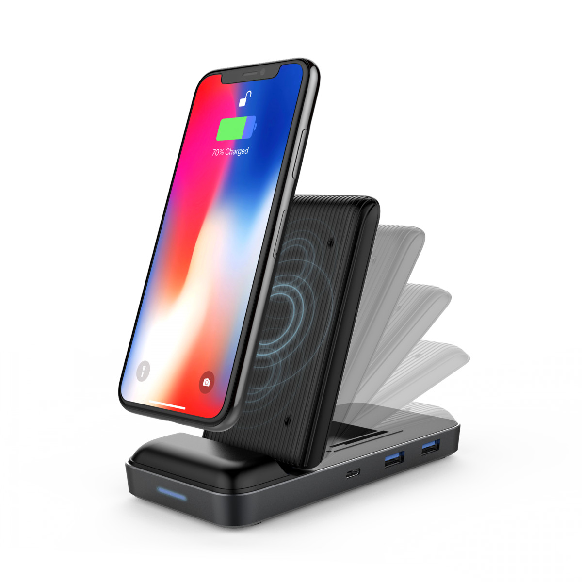 Cổng chuyển đa năng HyperDrive 7.5W Wireless Charger Usb-C Hub có hỗ trợ sạc không dây lên tới 15W (HD258B) - Hàng Chính Hãng