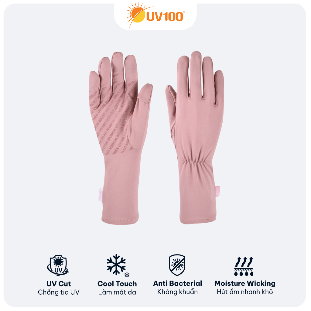Găng tay chống nắng nữ UV100 UPF50+ chất vải mềm mại, thoáng mát, kháng khuẩn KC21346
