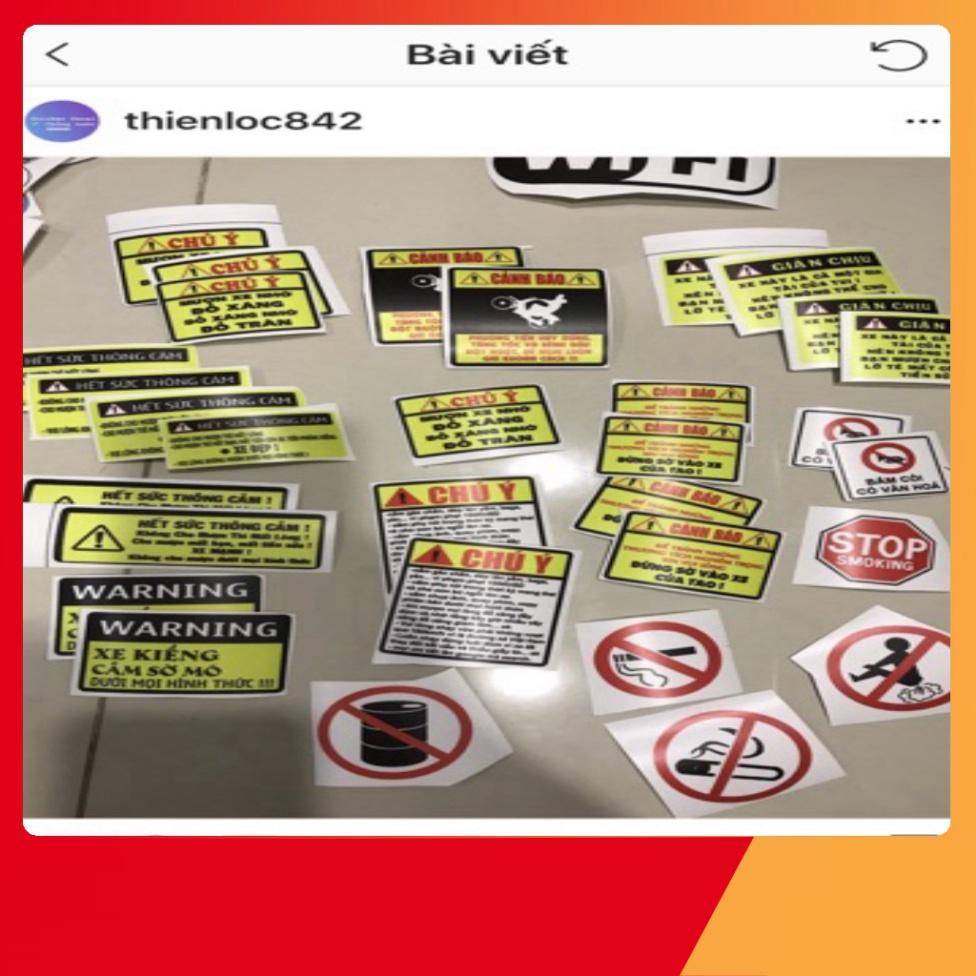 Set sticker pvc chống thấm tem chú ý tem xe