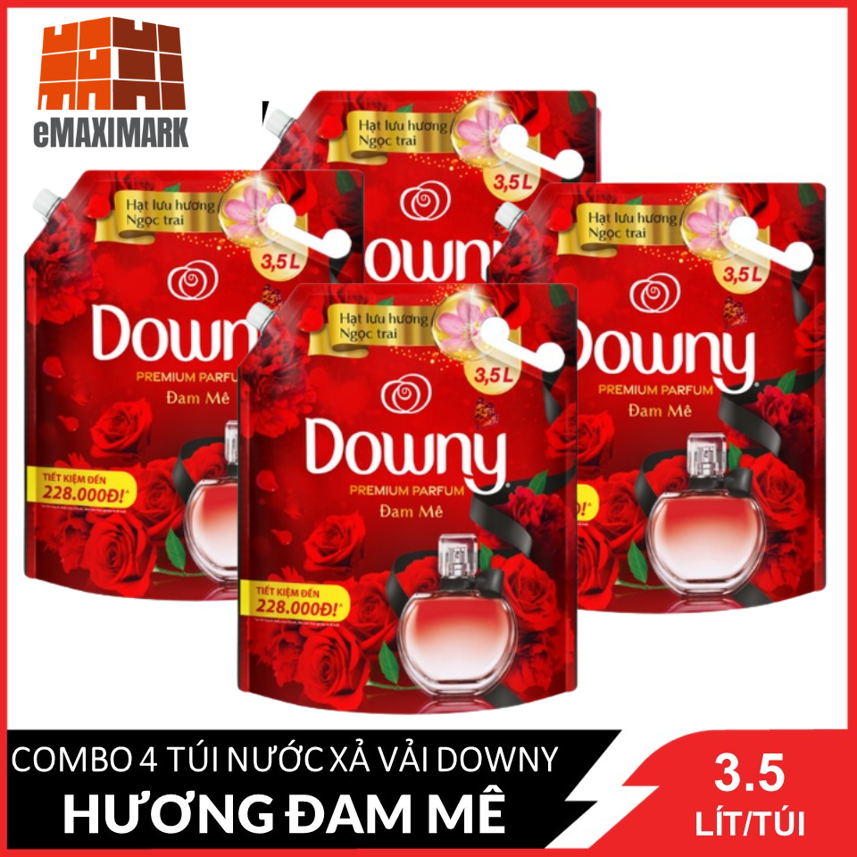 Combo 4 túi Nước xả vải Downy Đam mê (Đỏ) túi 3.5L X4